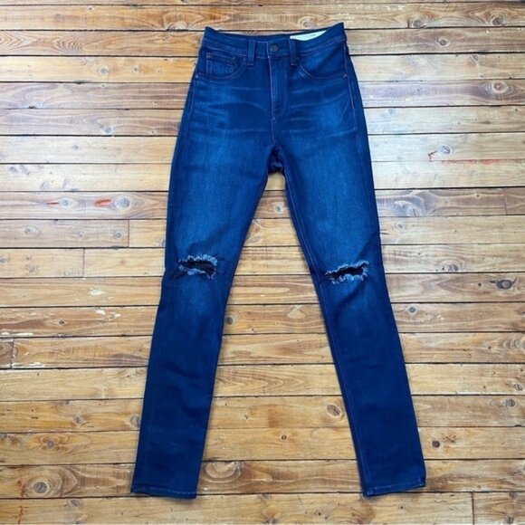 Rag bone Mojave high rise 10 inches ripped knees skinny dark blue made USA 28 - Picture 2 of 12